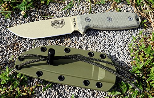 ESEE Desert Tan Fixed Blade Knife w/ Green Sheath