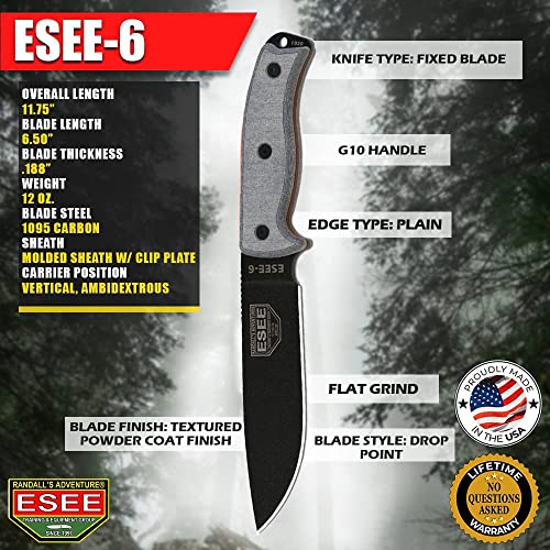 ESEE Knives 6P Fixed Blade Knife - Black/Brown
