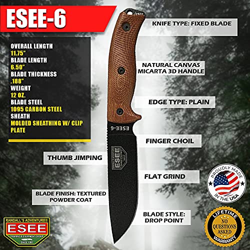 ESEE-6 Carbon Steel Camping Knife (Black Blade)