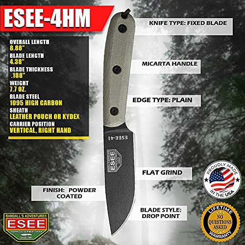 ESEE 4HM Fixed Blade Knife with Micarta Handle