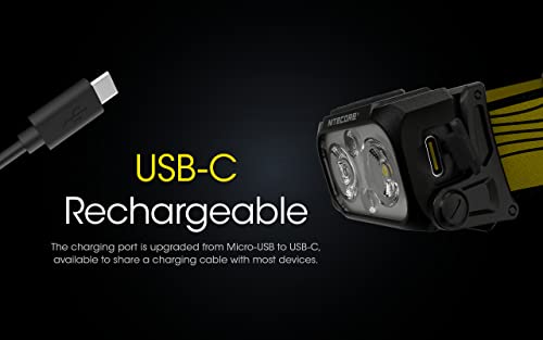Nitecore NU25 400 USB-C Rechargeable Headlamp, Lightweight, Dual Beam, with Red Lighting for Hiking, Climbing, and Camping, with Lumentac Organizer