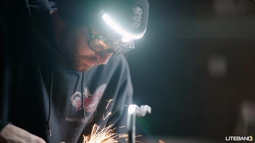 Optimal Ventures Liteband PRO 1500MB Rechargeable LED Flashlight, Carbon Fiber Color, 210-Degree Wide-Angle Beam, 6 Modes, 3400mAh Battery, Weatherproof Housing, IPX5