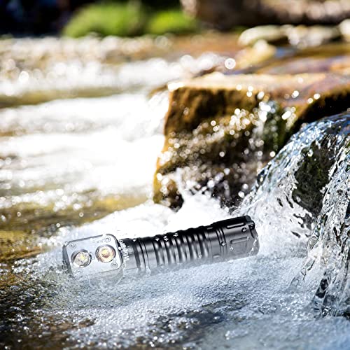 Wurkkos HD15 Headlamp 2000 Lumens LED Head Flashlight Rechargeable Headlight Right Angle Flashlight with Spotlight and Floodlight IP68 Waterproof Magnetic Tailcap (Black)