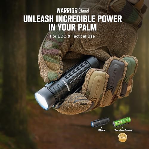 OLIGHT Warrior Nano Tactical Flashlight, 1200 Lumens (Black)