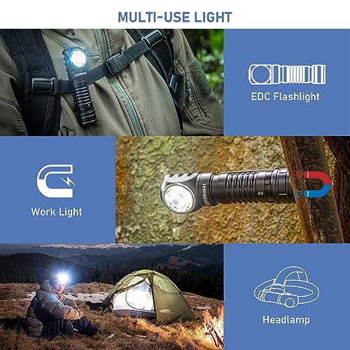 4000 Lumen Headlamp Rechargeable Head Lamp, Sofirn HS41 LED EDC Pocket Flashlight with Magnetic Base, IP68 Water Resistance, High Lumens Super Bright Head Light for Camping Emergency(Battery Included)