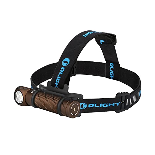 OLIGHT Perun 2 LED Headlamp 2500 Lumens Rechargeable, Right Angle Waterproof Flashlight, IPX8 Head Light Perfect for Night Camping, Hiking, Hunting, Outdoors, and Hard Hat Work (Desert Tan)