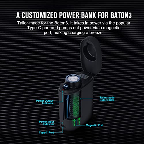 OLIGHT Baton3 Premium Edition 1200 Lumens Compact LED Flashlight Powered by a Single Rechargeable Battery, with Charging Box, Black
