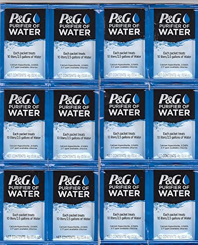 Portable Water Purifier Packets for Camping, Hiking (12 Pack)