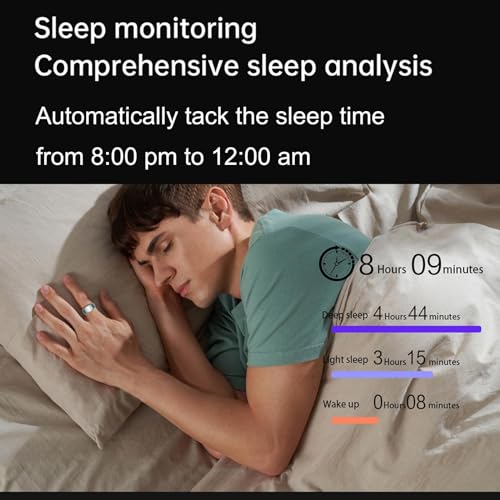 Waterproof Smart Ring Health Fitness Tracker - Heart Rate Monitor, Sleep, Blood Oxygen, Blood Pressure, Pedometer