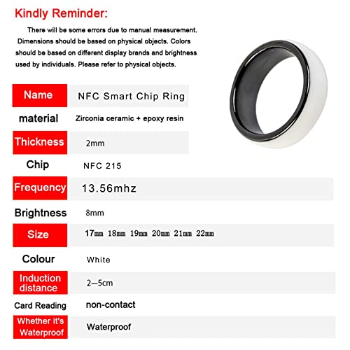 White NFC Ceramic Smart Ring for Universal Mobile Devices