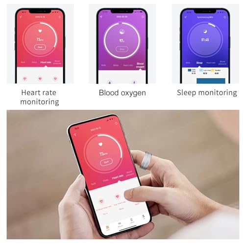 BiuEra Smart Ring Health Tracker Heart Rate Monitor Silver
