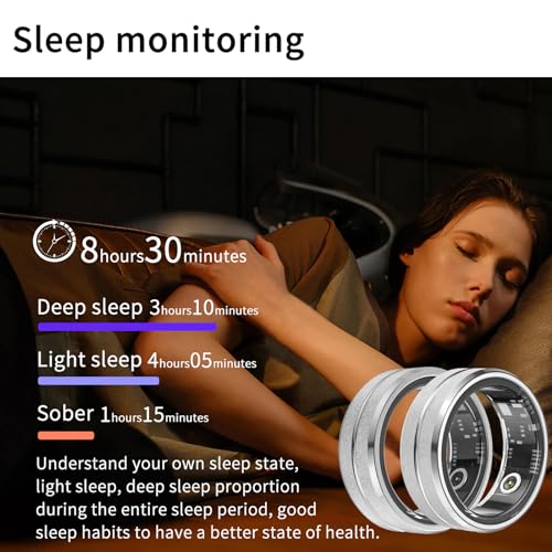BiuEra Smart Ring Health Tracker Heart Rate Monitor Silver