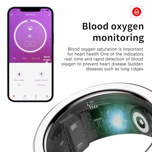 BiuEra Smart Ring Health Tracker Heart Rate Monitor Silver