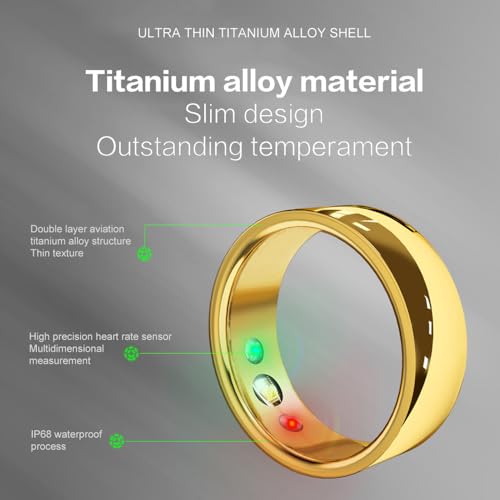 CatXQ Smart Fitness Tracker Ring with Charging Box - Gold