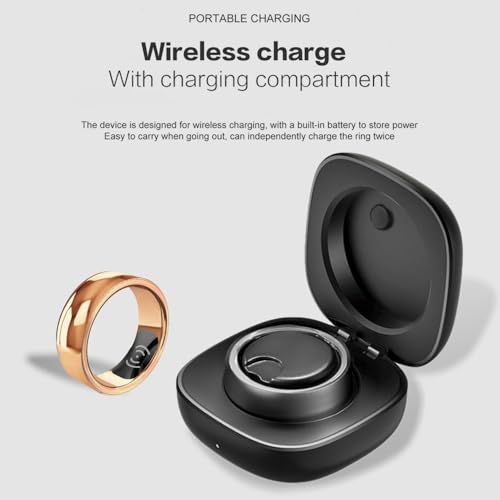 CatXQ Smart Fitness Tracker Ring with Charging Box - Gold