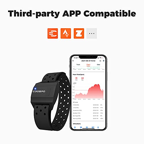 COOSPO Armband Heart Rate Monitor, Bluetooth ANT+ Optical Sensor