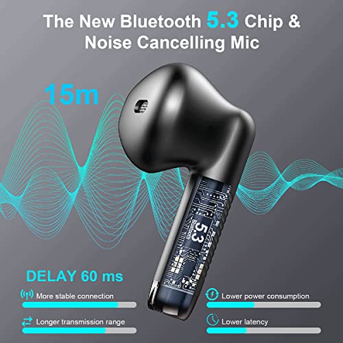 Bluetooth 5.3 Wireless Earbuds with Noise Cancelling Mic