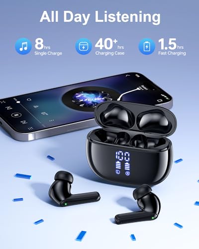 YAQ Wireless Earbuds Bluetooth Headphones, 40H Playtime IPX5