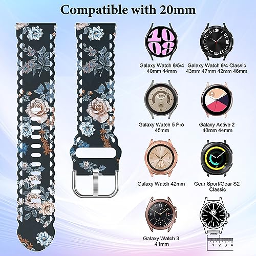 Slim Lace Floral Print Silicone Bands for Samsung Galaxy Watch