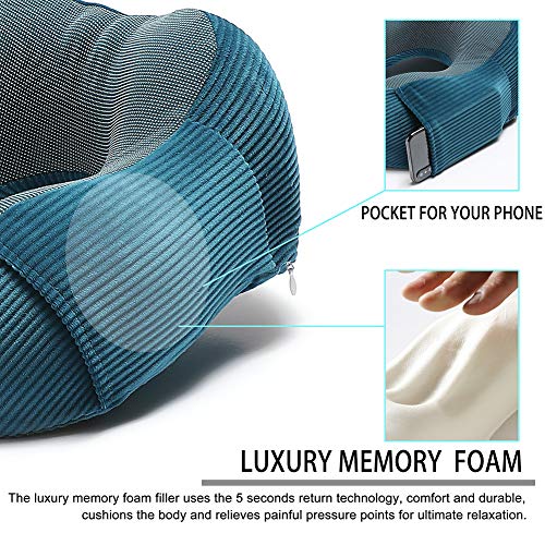 Memory Foam Neck Pillow for Travel with 360-Degree Support