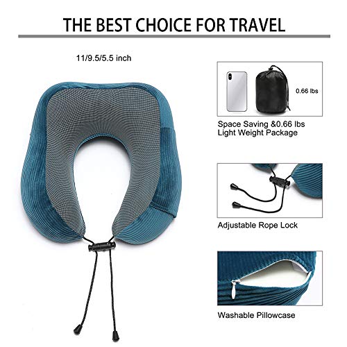 Memory Foam Neck Pillow for Travel with 360-Degree Support