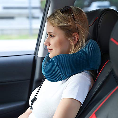 Memory Foam Neck Pillow for Travel with 360-Degree Support