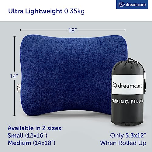Memory Foam Camping Pillow - Blue, Medium Size