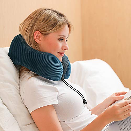 Memory Foam Neck Pillow for Travel with 360-Degree Support