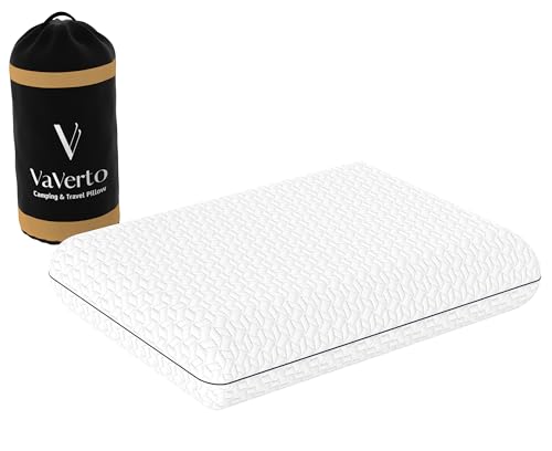 Vaverto Small Memory Foam Travel Pillow - Compressible