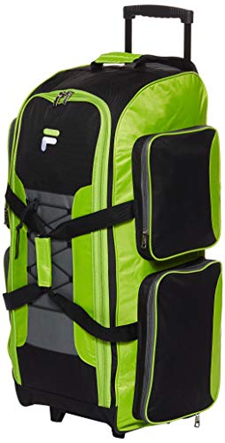 Fila 81.3 cm Lightweight Rolling Suitcase, Black/Lime