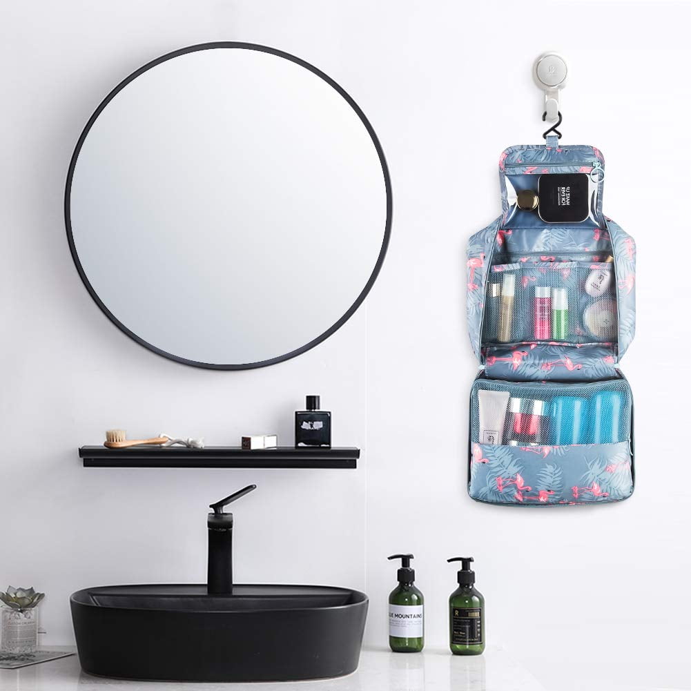 Flamingo Toiletry Makeup Bag, Waterproof & Light Blue