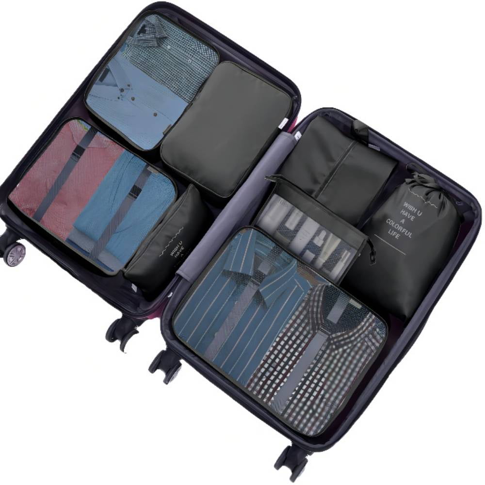 8-Piece Black Foldable Travel Cube Set