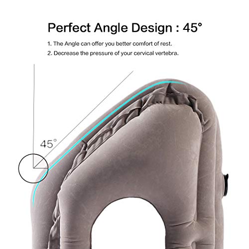 Grey Inflatable Travel Air Pillow for Neck Support
