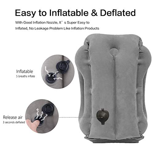 Grey Inflatable Travel Air Pillow for Neck Support