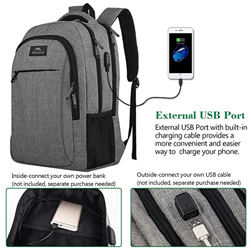 Matein Austere Grey Laptop Backpack with Anti-Theft