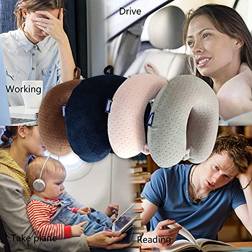 Pink Memory Foam Travel Neck Pillow for Comfort
