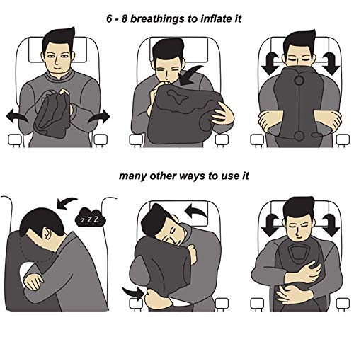 Grey Inflatable Travel Air Pillow for Neck Support