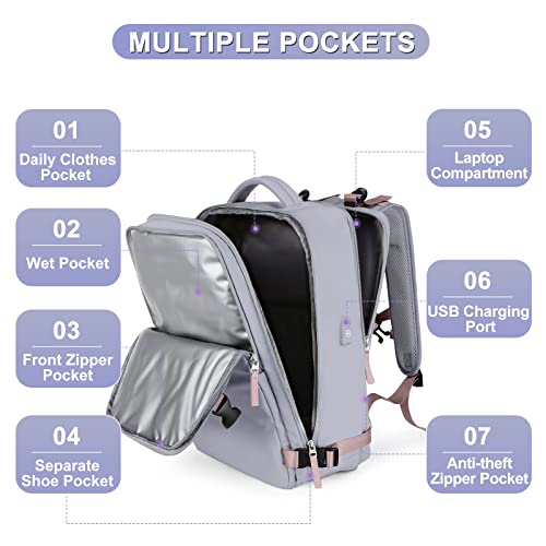 Lässiger Rucksack Reiserucksack, hellviolett