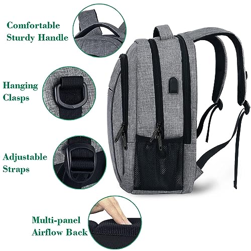 Matein Austere Grey Laptop Backpack with Anti-Theft