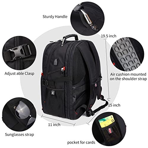 52L Travel Laptop Backpack with USB Charging