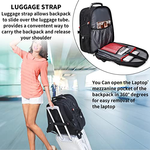 52L Travel Laptop Backpack with USB Charging