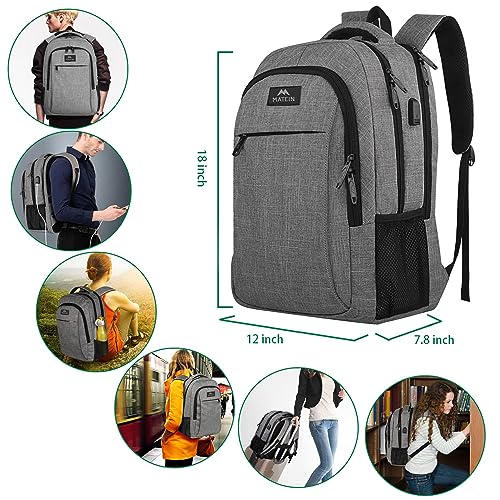 Matein Austere Grey Laptop Backpack with Anti-Theft