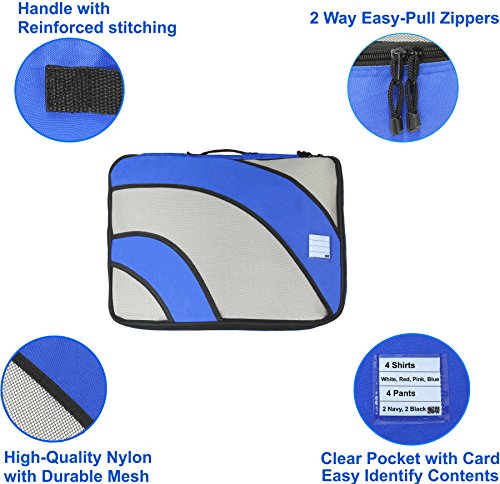 Blue Travel Packing Organizers with Laundry Bag - Set of 4