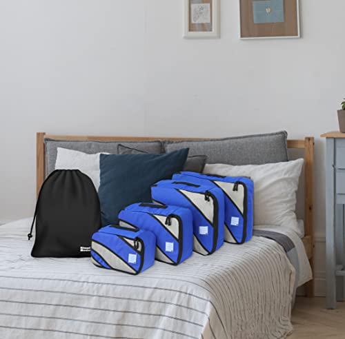 Blue Travel Packing Organizers with Laundry Bag - Set of 4
