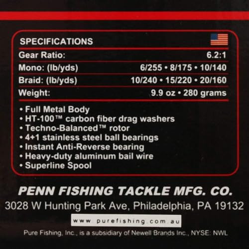 PENN Black/Red Box 5 6.2:1 Fishing Reel