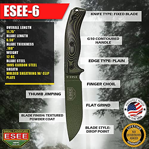 ESEE-6 Hunting Knife with 1095 Carbon Steel Blade