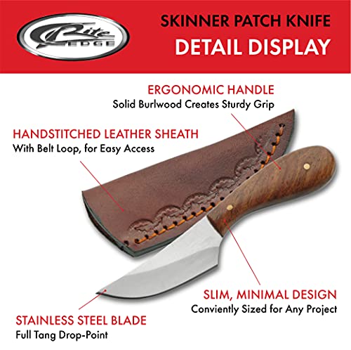 Slim Skinner Patch Hunting Knife with Leather Sheath