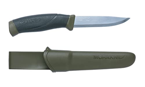 Morakniv Carbon Steel Fixed-Blade Knife, 4.1 Inch, Military Green
