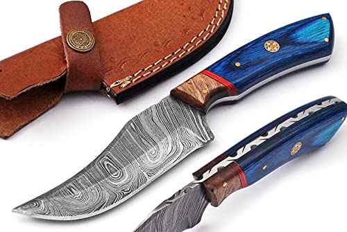 Custom Handmade Damascus Hunting Knife with Sheath