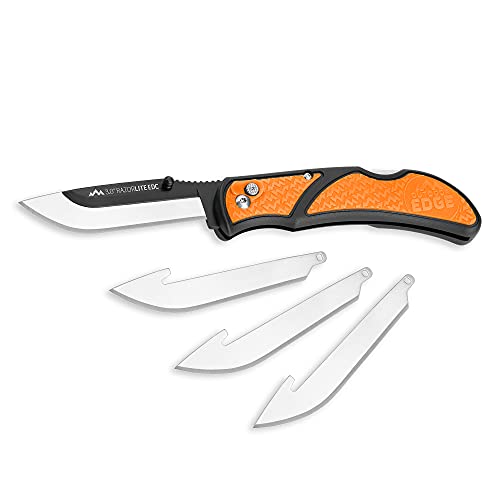 Blaze Orange RazorLite EDC Hunting Knife with 4 Blades